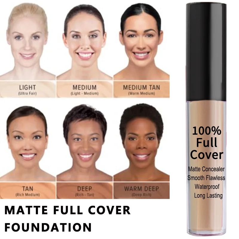 

100% Matte Liquid Foundation Smooth Waterproof 24 Hours Soft Control Base High Coverage Face Concealer Cream Concealing Pore
