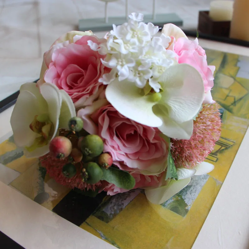

6 Bunches /Lot 25CM Length Multi Flowers Plant Mix Artificial Fabric Hybrid Flowers For Wedding Home Decoration