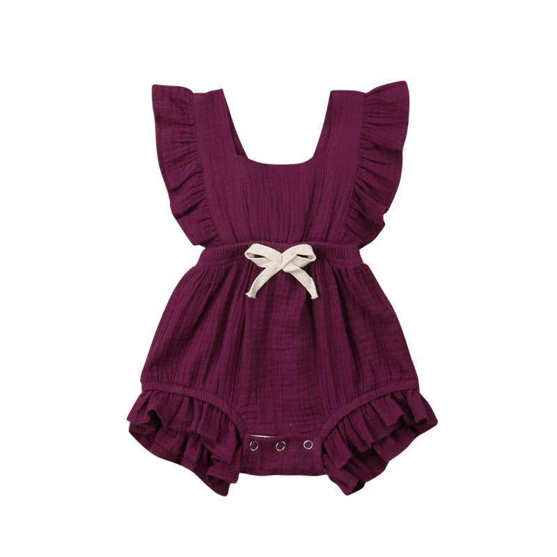 Одежда для новорожденных девочек; летний хлопковый комбинезон с оборками; комбинезон; одежда