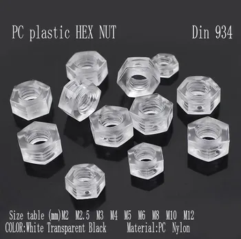 

M3 M4 M5 M6 M8 Transparent nut PC plastic Metric Thread Hex Nut Screw Nut Hexagon Nut ,light LED screw