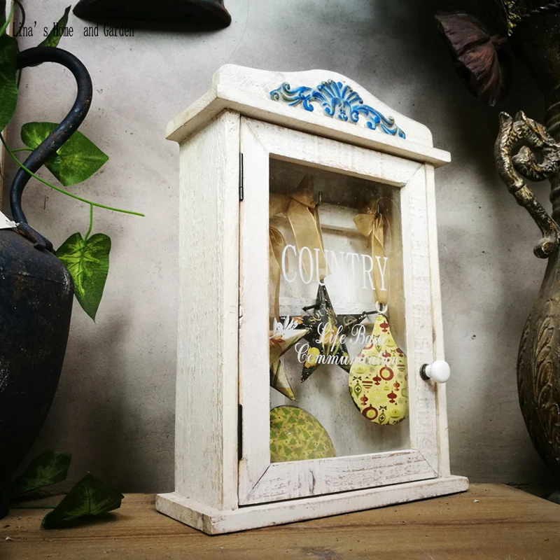 shabby chic handmade wooden wall decorative hanging key holder box (10)