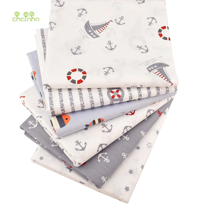 Chainho, Новая Серая морская серия саржевая хлопковая ткань для шитья своими руками для детей/простыня, подушка, подушка материал полуметра