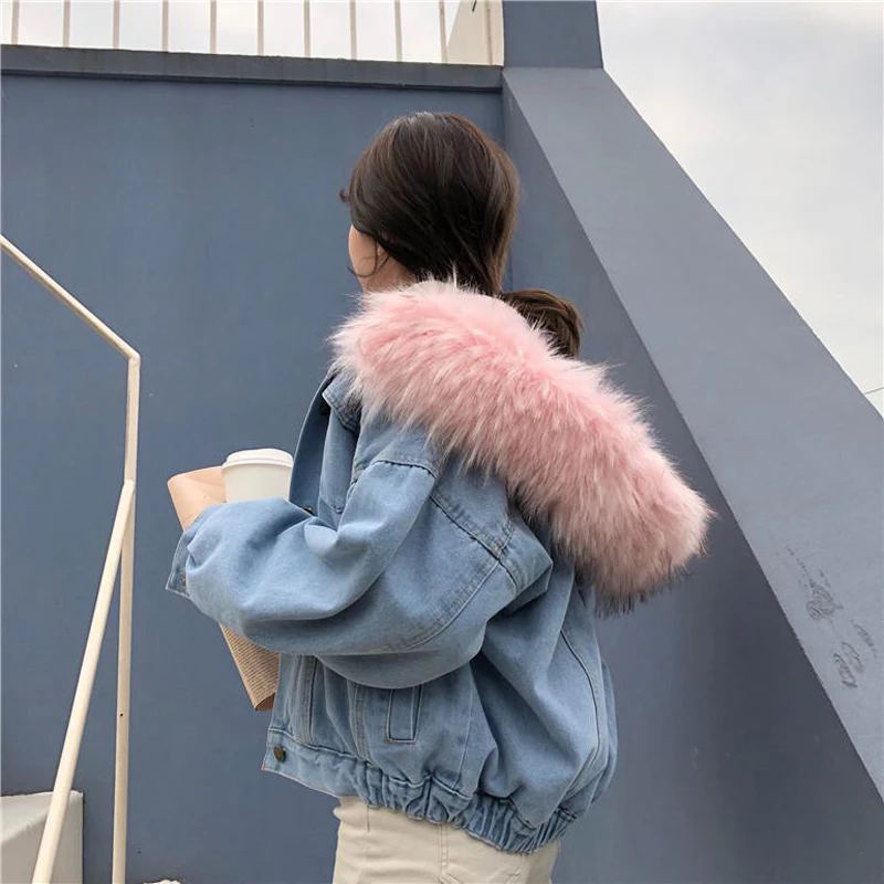 Denim Jacket women clothing warm cotton jeans winter jacket hoodies outerwear parka women coats hooded bomber jackets coat women