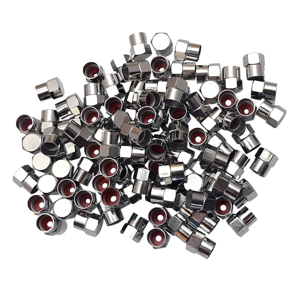 100 Pieces Tire/Wheel Air Pressure Stem Valve Caps Plastic Made Chrome Plated Universal