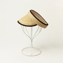 01907-HH7382 ручной работы raffia без твердых соломенные козырьки кепки для женщин досуг уличный головной убор