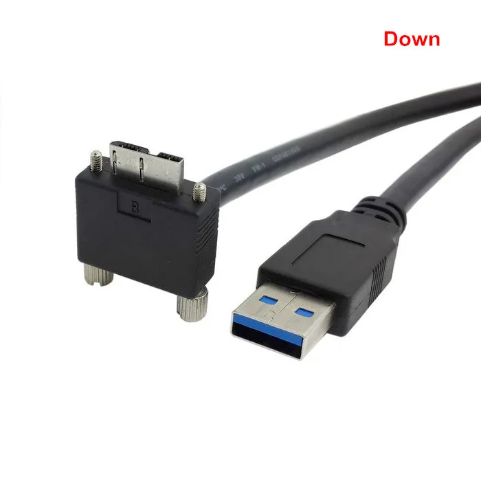 90 Degree Right & Left & Up & Down Angled Micro B USB 3.0 Lock Screw Mount to USB 3.0 USB3.0 A Type Male Data cable 1.2m 3m 5m