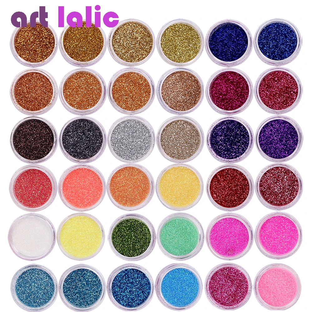 40Pcs/Set Nail Glitter Mix Colors Nail Art Fine Glitter Powder D