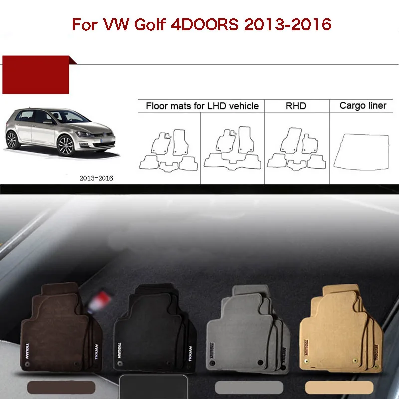 

4pcs High Quality Custom Made 1/2" Thickness Solid Nylon Interior Odorless Floor Carpet Mats Cover Fitted For VW Golf 2013-2016