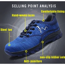 Защитная обувь со стальным носком мужские рабочие летние кроссовки из сетчатого материала женская обувь Нескользящая резиновая спортивная обувь с перфорацией 39s