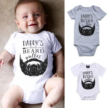 

Newborn Infant Baby Boy Girl Romper Letter Moustache Bodysuit Clothes Outfits