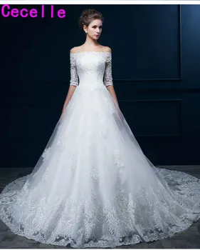 

robe de marie 2019 Ball Gown Lace Country Wedding Dress With Half Sleeves Corset Back Vintage Lace Appliques Bridal Gowns Sale