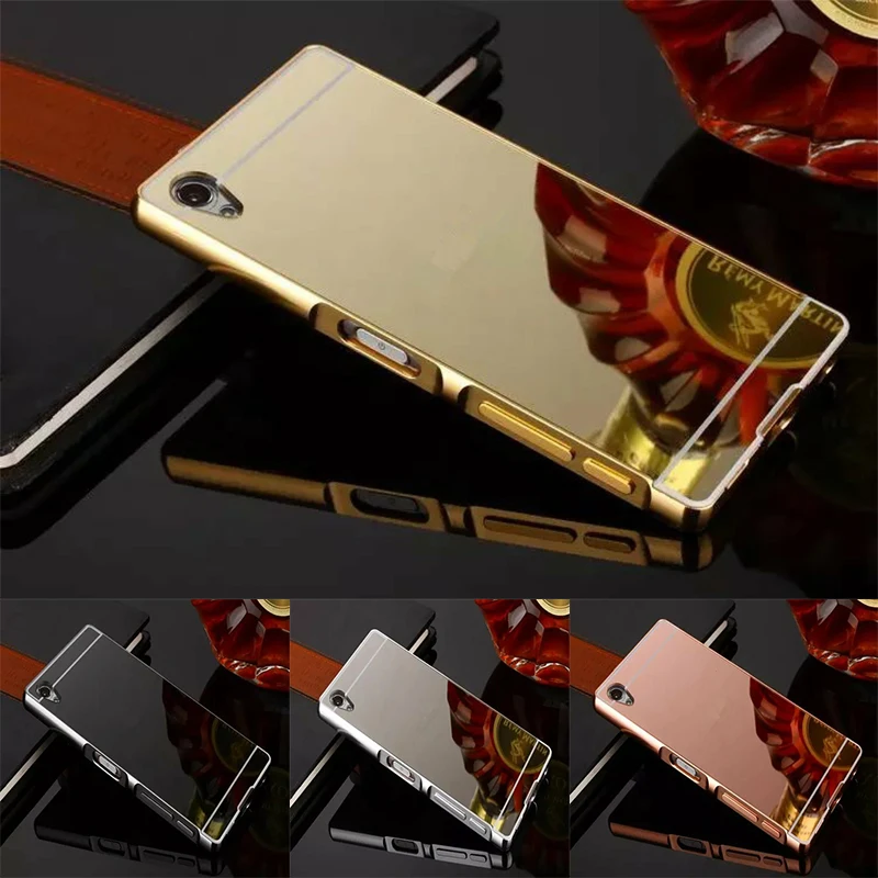 

Luxury Rose Gold Mirror Cases For Sony Xperia Z5 E6603 E6633 E6653 Alumimum Metal Frame shell Cover for Sony Z5 Dual