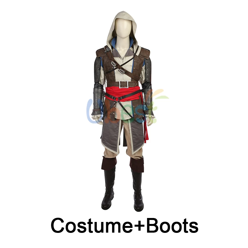 AC IV черный флаг Эдварда Кенуэй Косплей Костюм Хэллоуин наряд - Цвет: Costume Boots