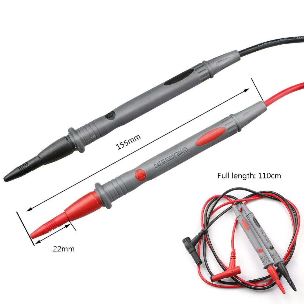 

New 1 Pair 20A Detachable Tip Replacement Universal Multimeter Test Lead Probe For For Testing Electrical Wiring Circuits