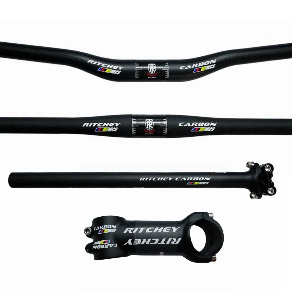 Matte 3K Carbon Fiber Cycling Handlebars Sets Mountain Bike Handlebar