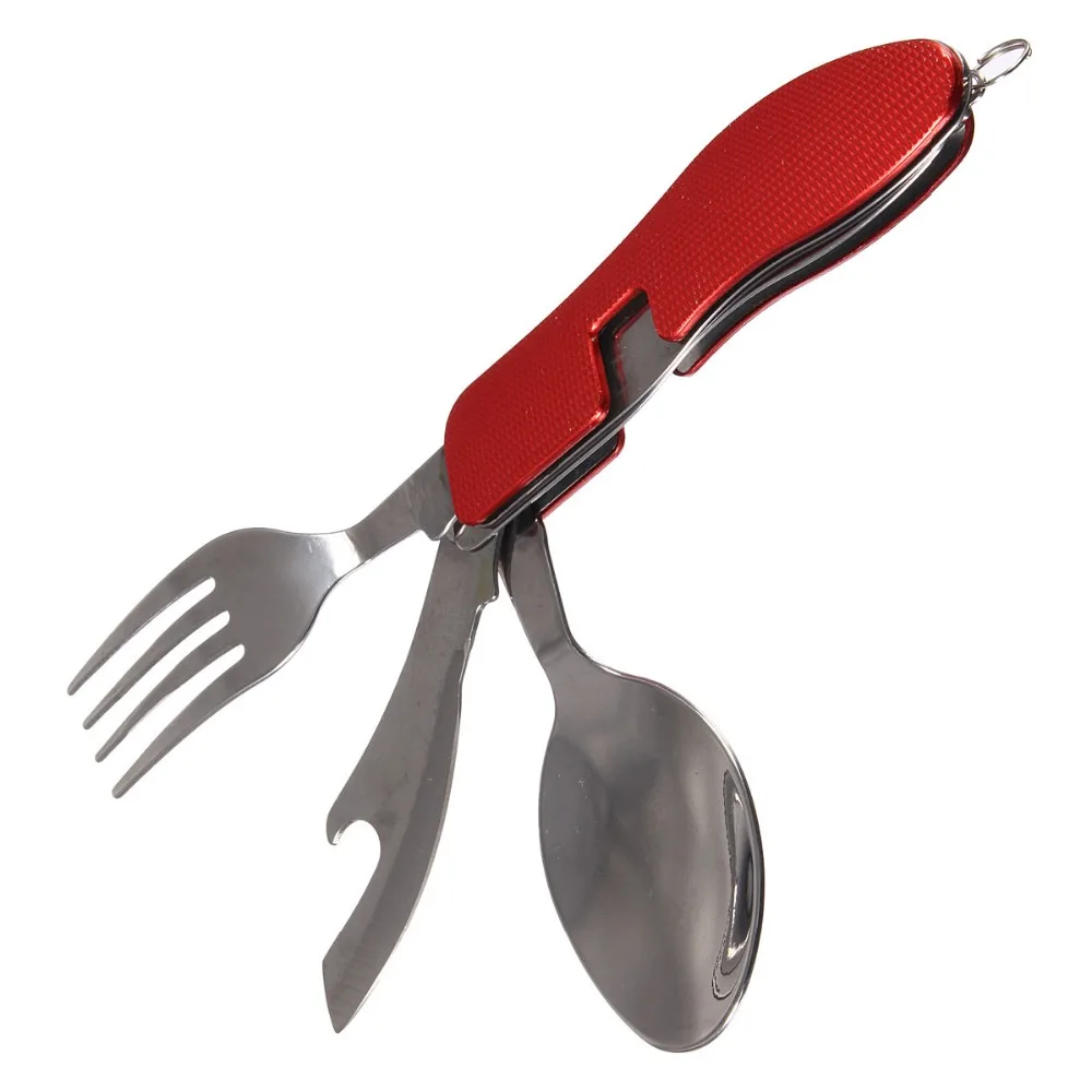 Multi-función al aire libre Camping Picnic vajilla Acero inoxidable cubertería 3 en 1 cuchara plegable cuchillo y tenedor destapador de botellas kit de viaje Multi-función al aire libre Camping Picnic vajilla Acero inoxidable cubertería 3 en 1 cuchara plegable cuchillo y tenedor destapador de botellas kit de viaje