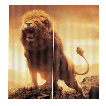 

Cartoon Blackout 3D Window Curtain lion in Twilight print Curtain 140*100cm Modern Home Decoration Living Room Bedroom