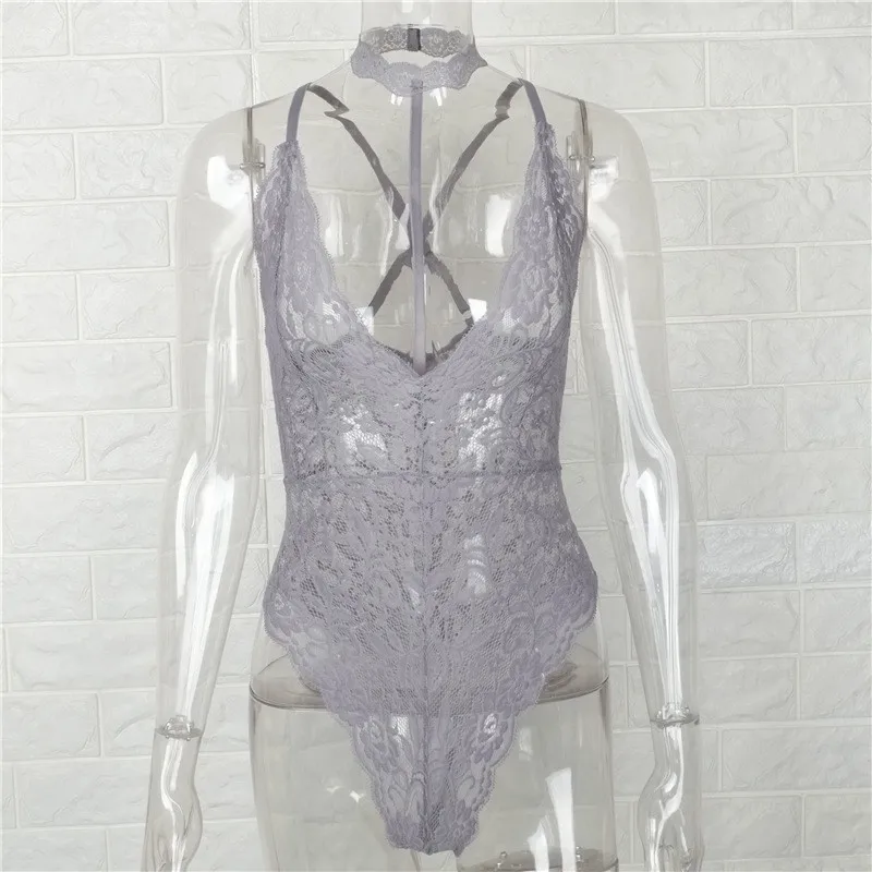 Gtpdpllt Sexy Halter lace bodysuit See-through Women hollow out Beach jumpsuit romper body feminino overalls Party bodysuits