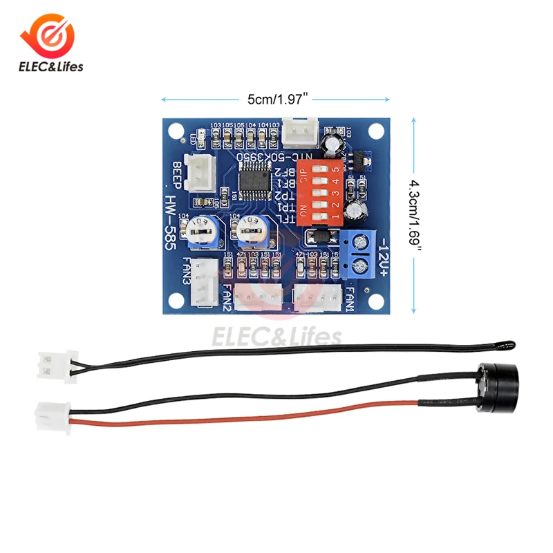 NTC 3950 Thermistor PWM Fan Temperature control Speed Controller Module 12V 4-wire High-Temp Alarm Buzzer PC Computer CPU Fan fan speed controller