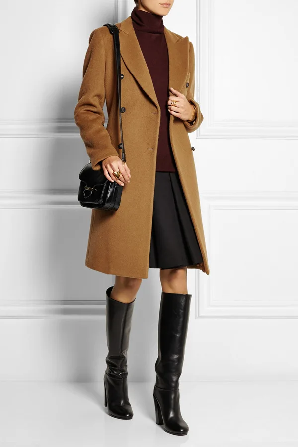 

Manteau femme UK New Fashion 2019 Notched lapel Simple Career Long coat Women Brown Overcoat Winter Warm Casacos femininos