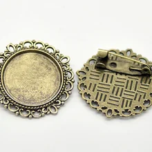 DoreenBeads цинк металлический сплав броши Выводы круглый из античной бронзы, с кабошоном настройки(подходит 20 мм) 3,2 см x 3,2 см, 2 предмета в комплекте