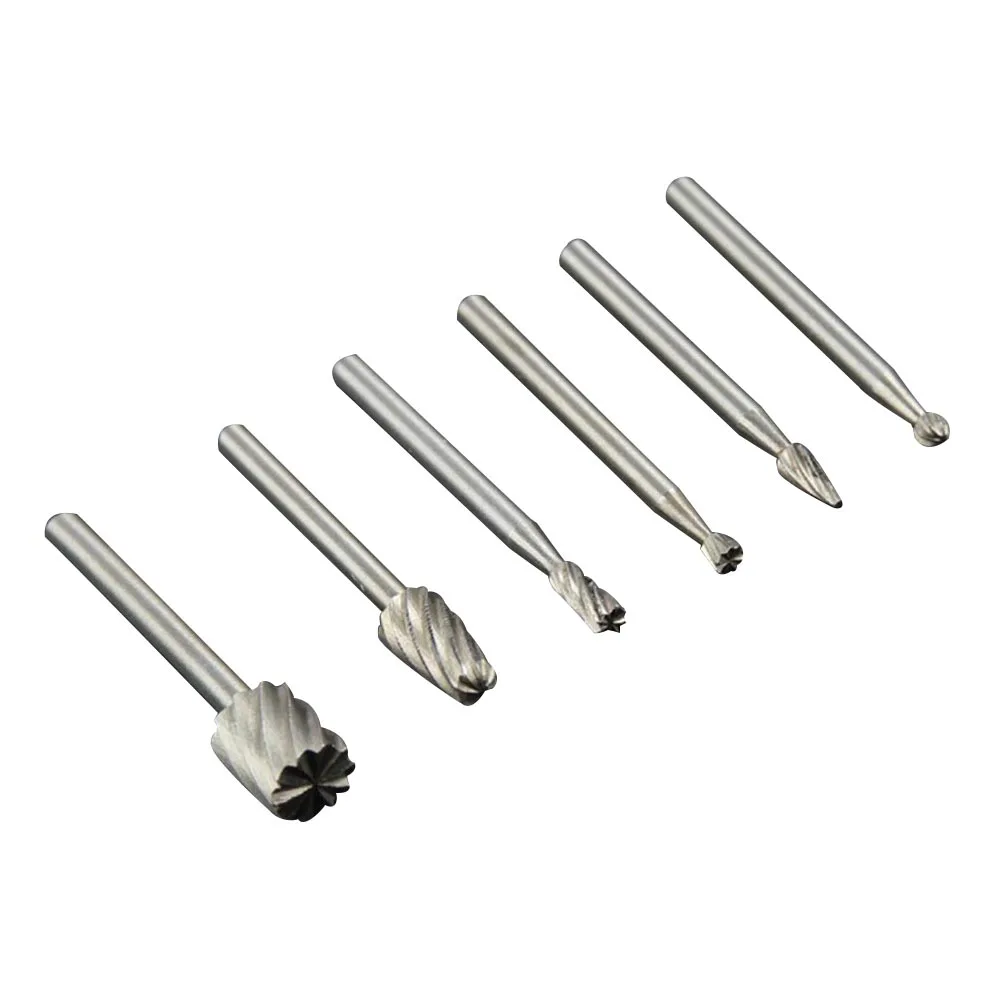 6Pcs Woodworking Rotary Dremel Tools HSS Wood CarvingMilling Burrs