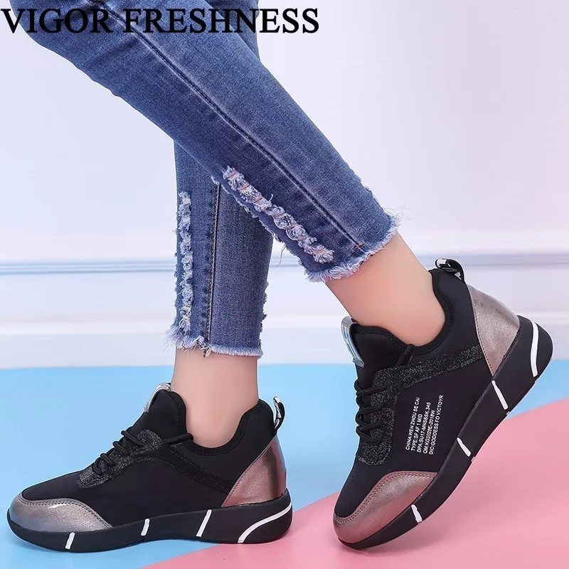 

VIGOR FRESHNESS Autumn Women Pumps Platform Shoes Woman Sneakers Height Increasing Pumps Spring Sneakers Tennis Shoes WY157