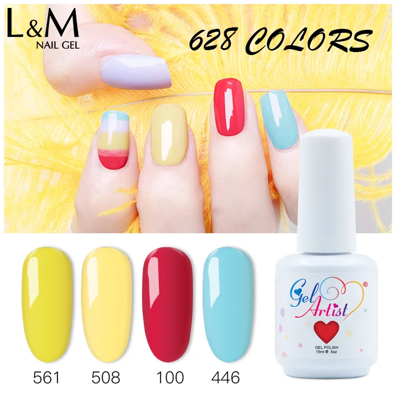 Gelpolish Gelartist 젤 네일 광택제 바니시 세트, 아름다운 전문 네일 뷰티 컬러, UV 젤 광택제 젤, 15ml, 6 개