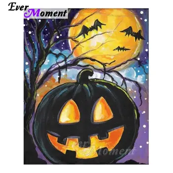 

Ever Moment Diamond Painting Halloween Pumpkin Moon Bat 5D DIY Diamond Painting Decoration For Home Picture Mosaic S2F416