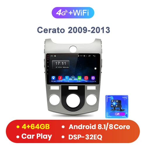 Junsun 4G+ 64G CarPlay DSP Android 8,1 автомобильный Радио Мультимедиа Стерео Аудио плеер gps 2 Din для hyundai Santa Fe 2 2006-2012 без DVD - Цвет: 4-64GB