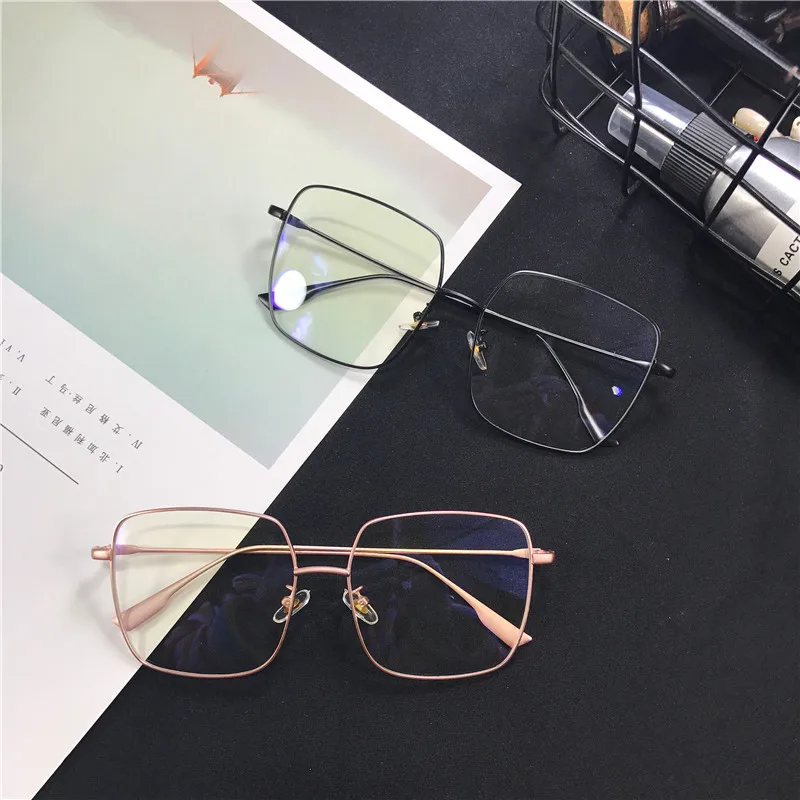 Korean Fashion Square Clear Glasses Women New Oversized Eyewear Spectacle Frames Transparent Oculos Eyeglasses Fake Glasses