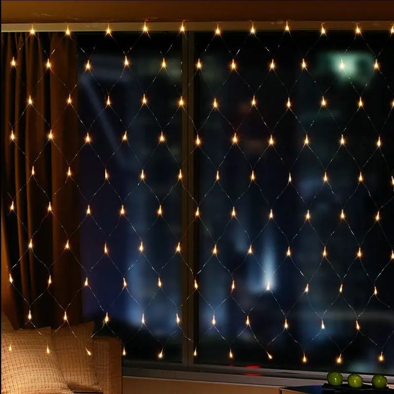 

2Mx3M 200LED Curtain Net Lights LED web light mesh fairy lights for christmas/ Xmas/Wedding party decoration-Warm white