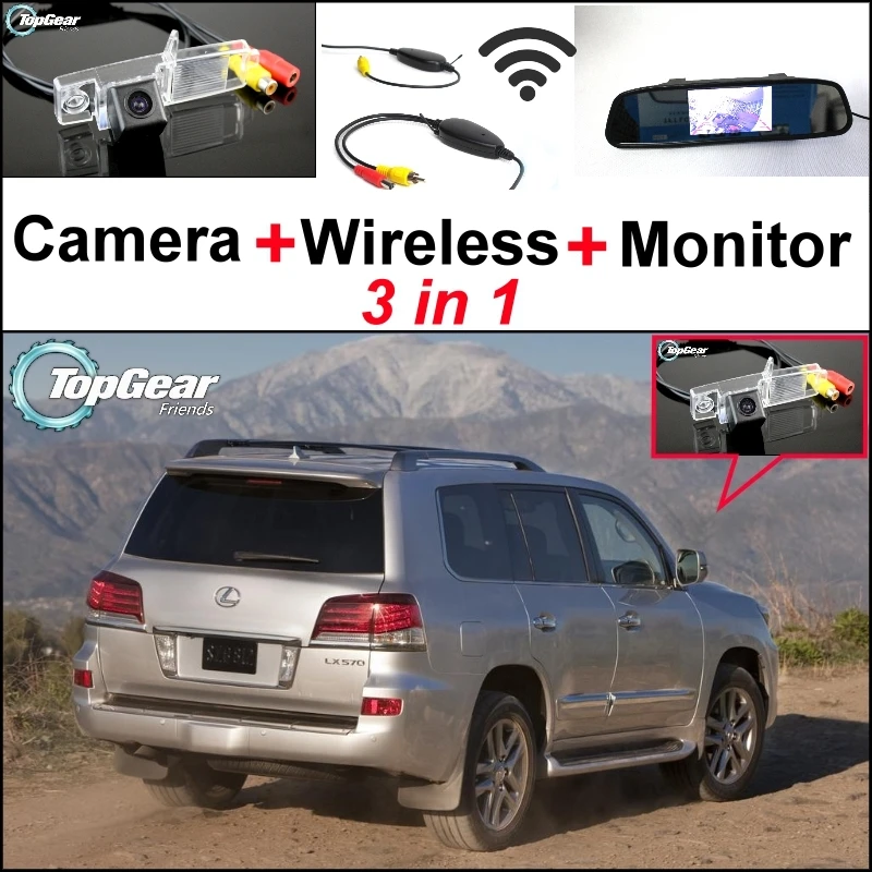 Special Rear View Camera + Wireless Receiver + Mirror Monitor 3 in1 Easy DIY Backup Parking System For Lexus RX300 LX570