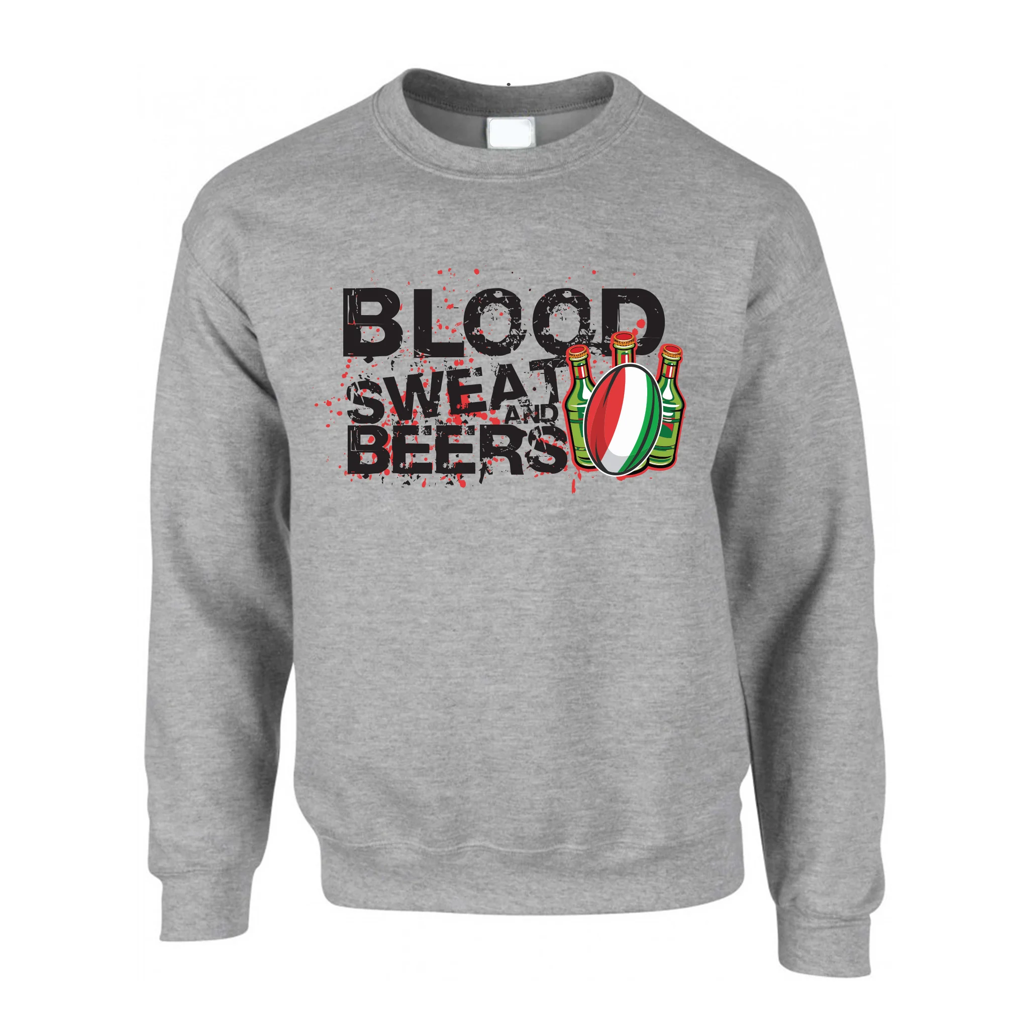 Blood Sweat And Beers Italy Cool Novelty Printed Rugby Design Jumper Sweater | Мужская одежда