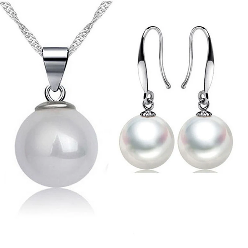 

Exquisite high-grade shell pearl pendant necklace / earring set Women Jewelry Sets Promotional wholesale