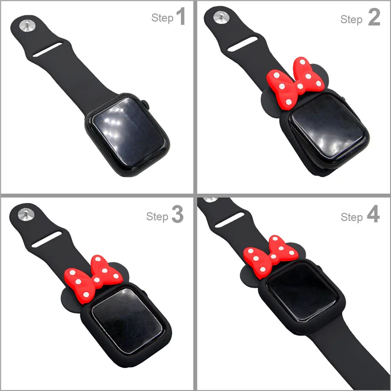 Силиконовый чехол с милыми Микки ушами Минни Маус для Apple Watch Series 4 3 2 1 детский