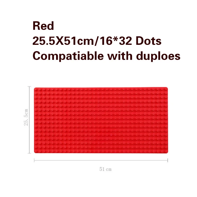 Большой размер 51x25,5 см опорная плита большая Базовая пластина 512 точек Exlarge кирпичи стены DIY Игрушки совместимы с Duploe игрушки для детей - Цвет: Red