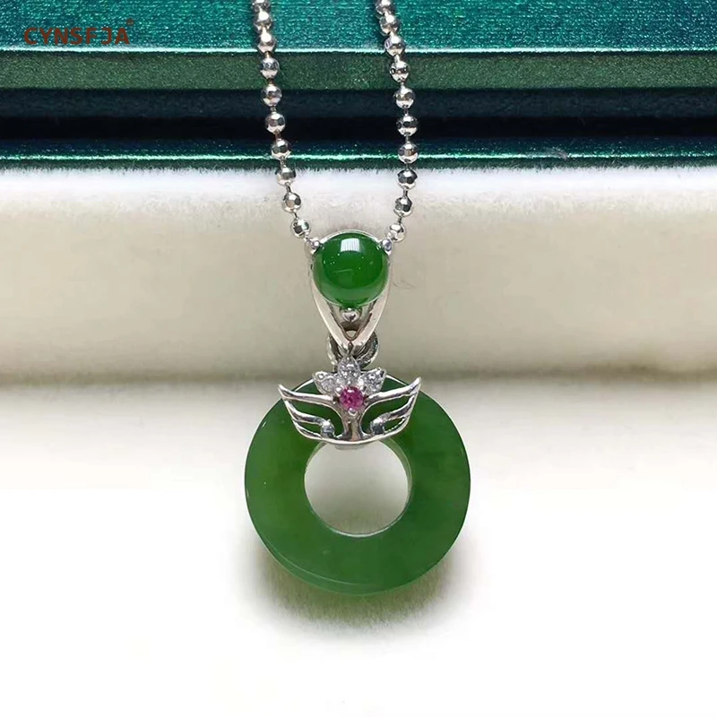 

Russian Jasper Charms Necklace Safety Buckle Pendant Silver 925 Certified Natural Hetian Jade High Quality Family Friends Gifts