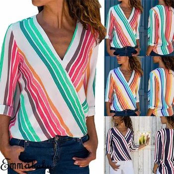 

High Quality 3 Color S-2XL Striped T Shirt Women Casual Elastic Basic T-shirts Female Casual Tops Long Sleeve T-shirt Women