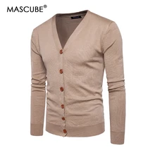 MASCUBE, мужской свитер, Повседневный, на пуговицах, с v-образным вырезом, Свитера с длинным рукавом, хлопок, вязанный кардиган, облегающий, для мужчин, разноцветный