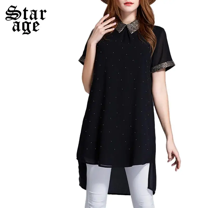 Blusas largas negras Clearance