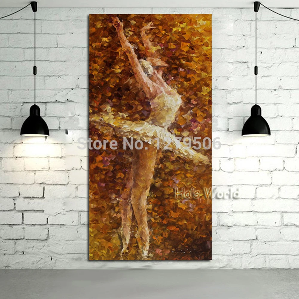 

High Quality handpainted Original Dancing Ballerina Oil Painting Famous Artist handPainted Abstract Ballet Girl Wall Painting