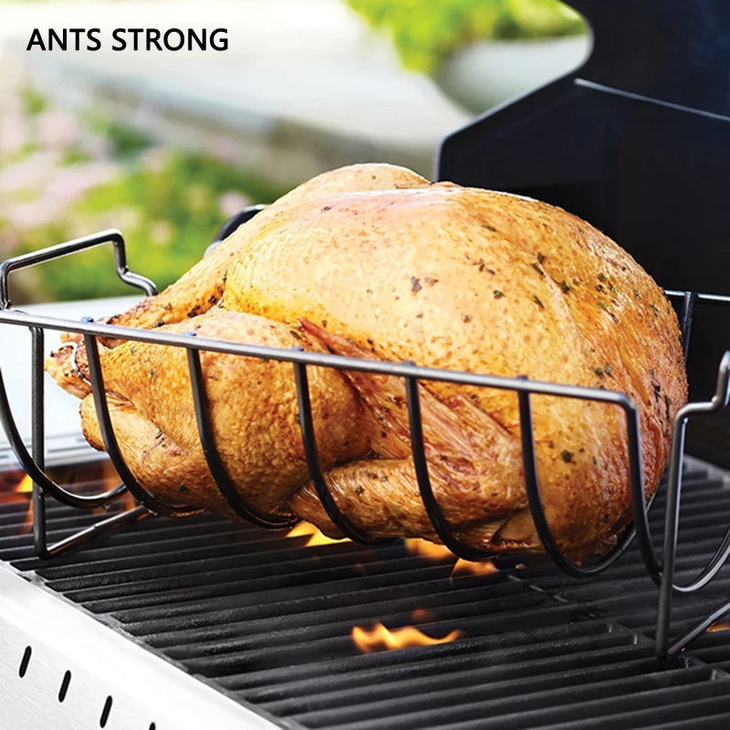 Buy ANTS STRONG Stainless steel rib rack roasts/outdoor turkey block grill