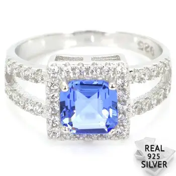 

3.4g Real 925 Solid Sterling Silver Ravishing Top Violet Tanzanite CZ Woman's Rings 21x10mm