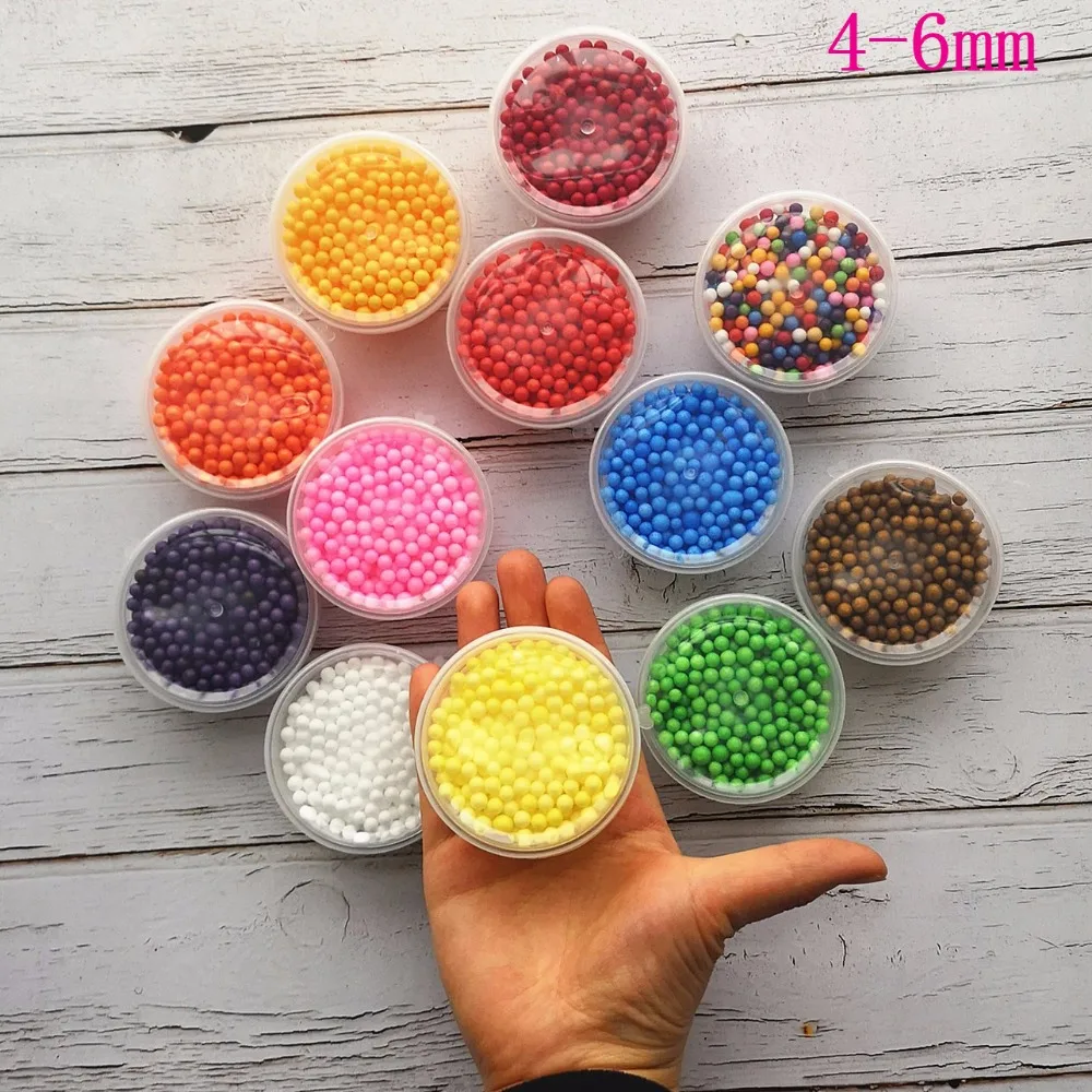 

3 Boxes 4-6mm DIY Slime Supplies Box Snow Mud Particles Nail Decoration Accessories Slime Foam Beads Filler Mud Ball Toys