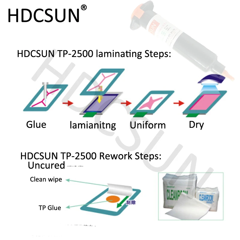 HDCSUN TP-2500 LOCA UV клей жидкий оптический прозрачный клей свежий tp 2500 uv клей tp2500 для сенсорного экрана samsung galaxy iPhone