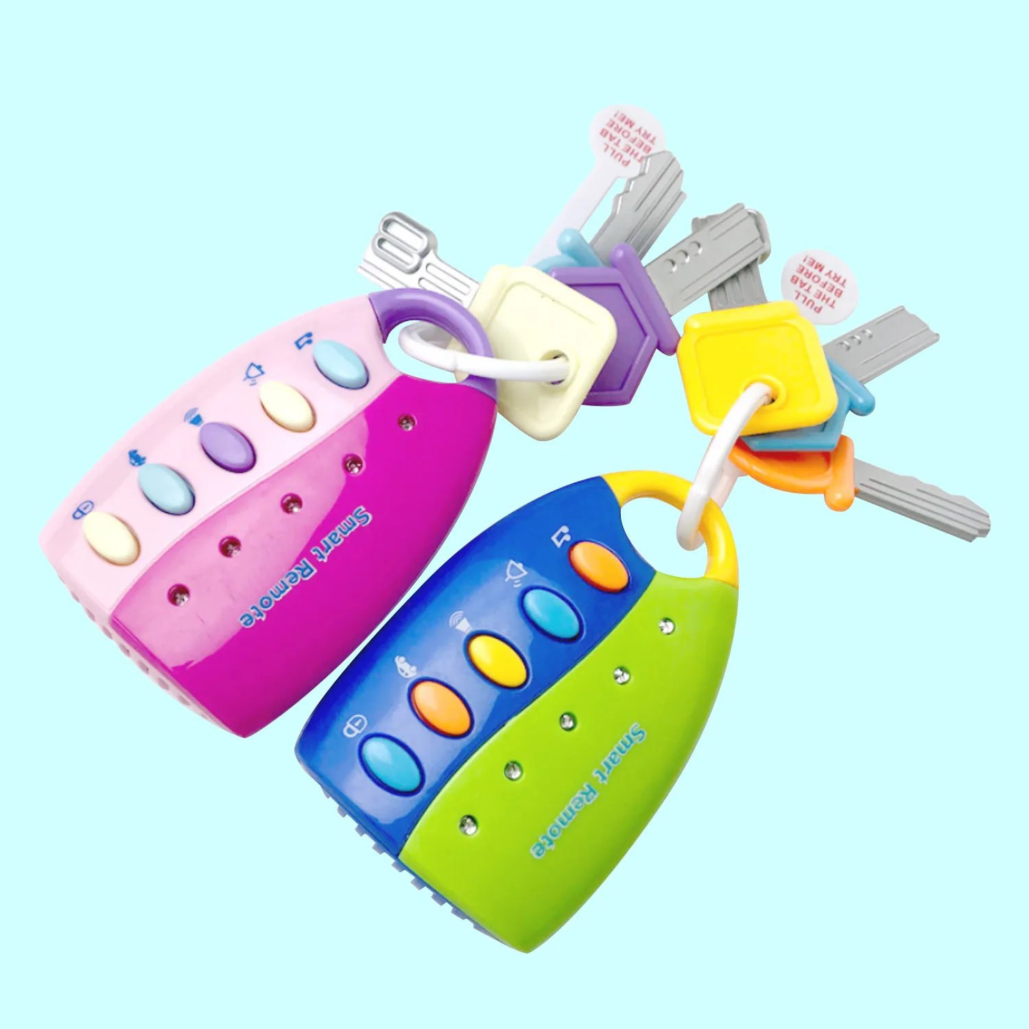 

Kids Candy Color Cartoon Music Car Key Toy Baby Musical Sound Smart Remote Car Key Pretend Play Early Educational Toys