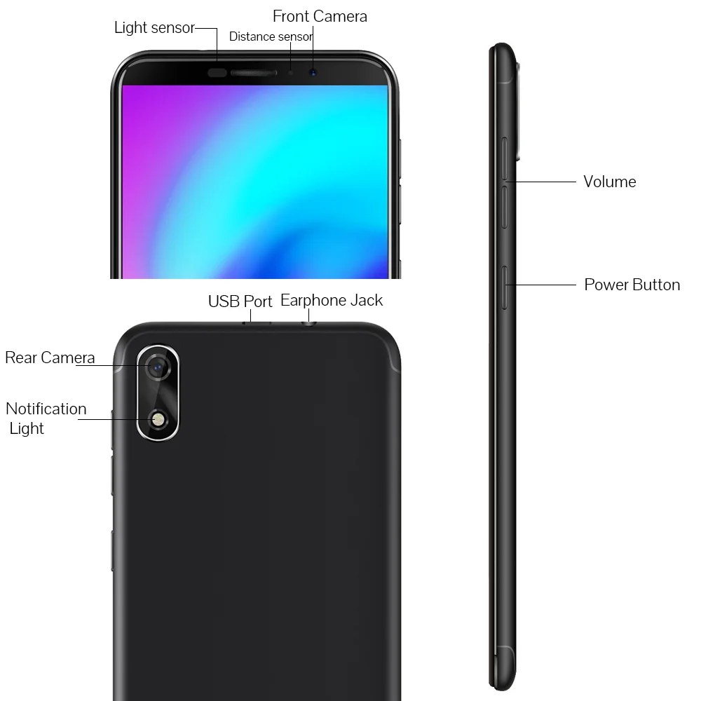 Cubot J3 Face ID телефон Android Go 1 ГБ Оперативная память 16 Гб Встроенная 5 0 &quot18:9 полный