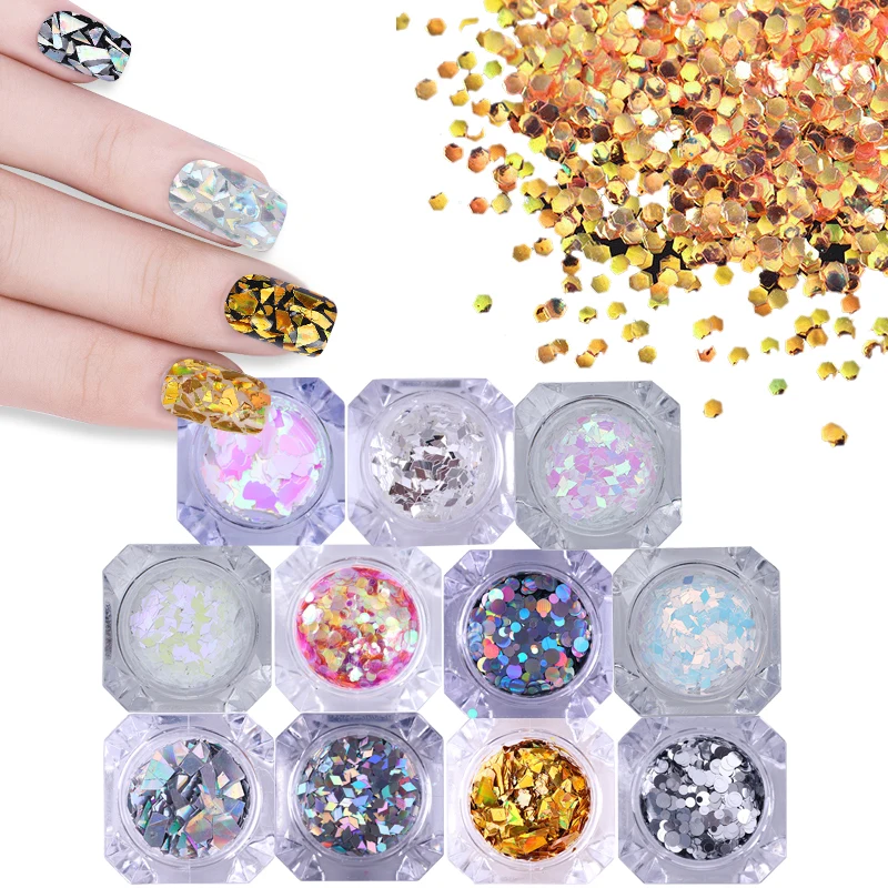 

BORN PRETTY Laser Nail Glitter Powder Colorful Sequins Mixed Patterns Nail Art Decoration Flakes Manicure Tips