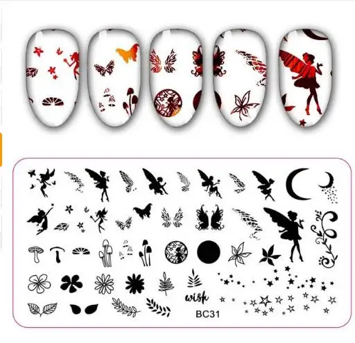 Летняя серия пластины для ногтей набор с прозрачная гелиевая матрица скраппер кружева цветок животное рисунок для нейл-арта пластина комплект